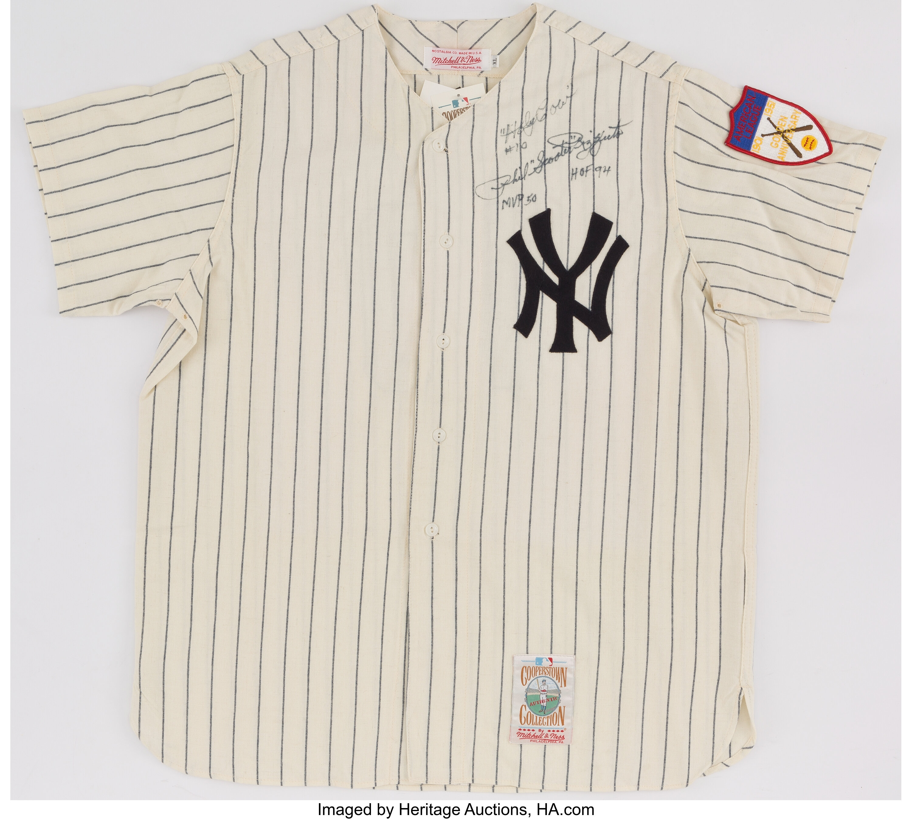 Phil Scooter Rizzuto Signed New York Yankees Jersey. Baseball