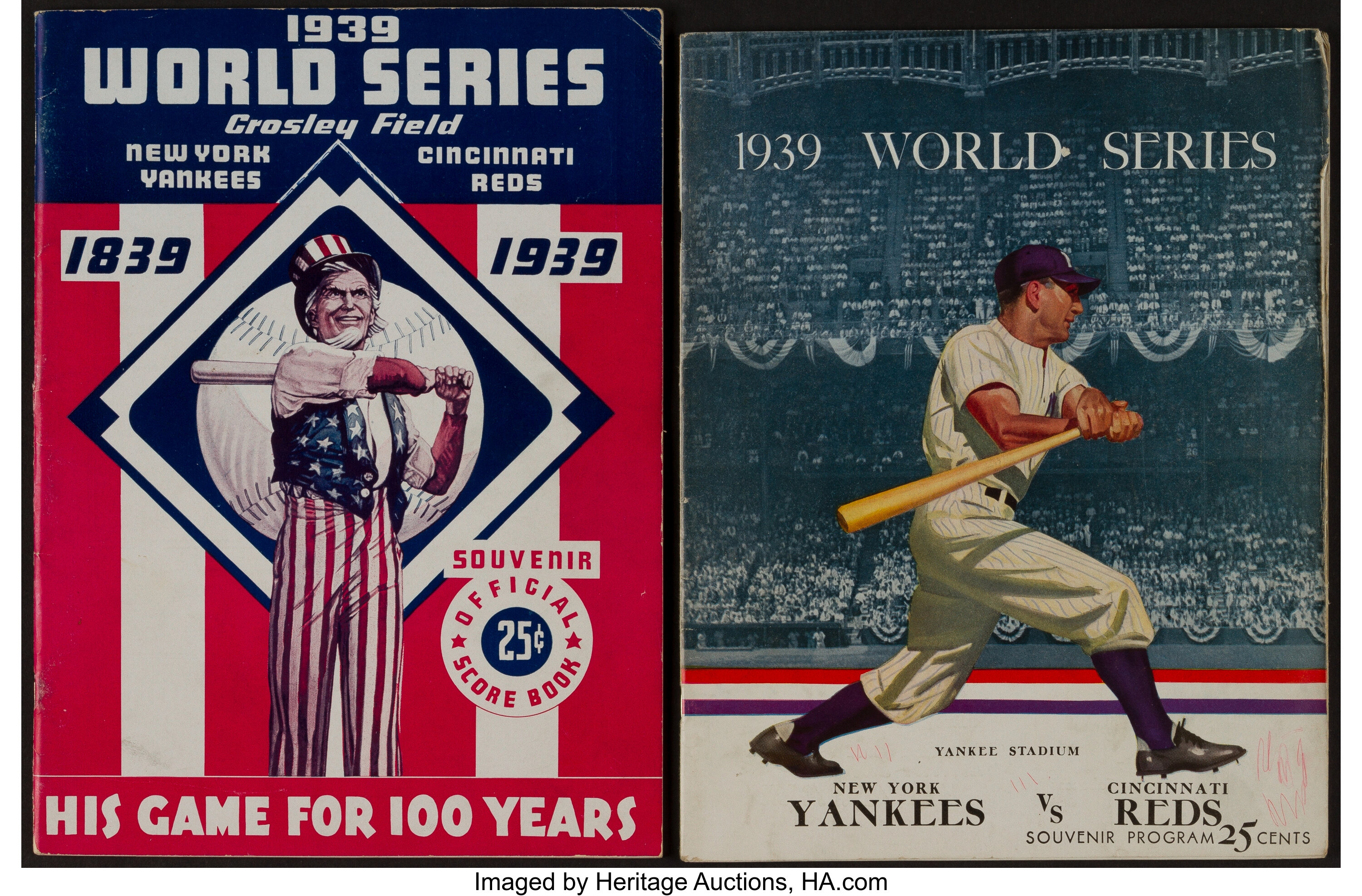 1939 Vintage Cincinnati Reds New York Yankees World Series 