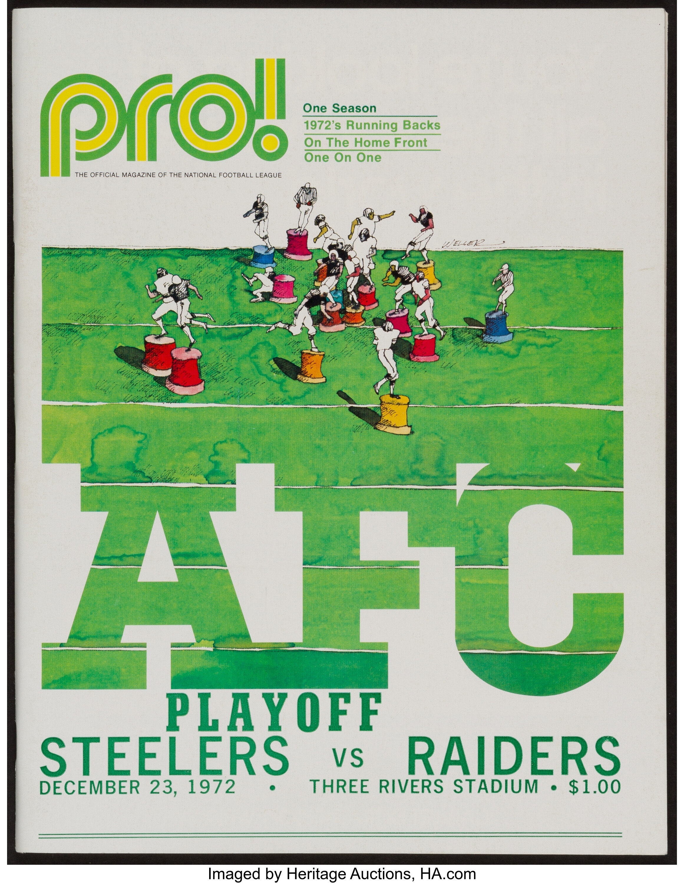 1972 Immaculate Reception Steelers Vs. Raiders Game Program