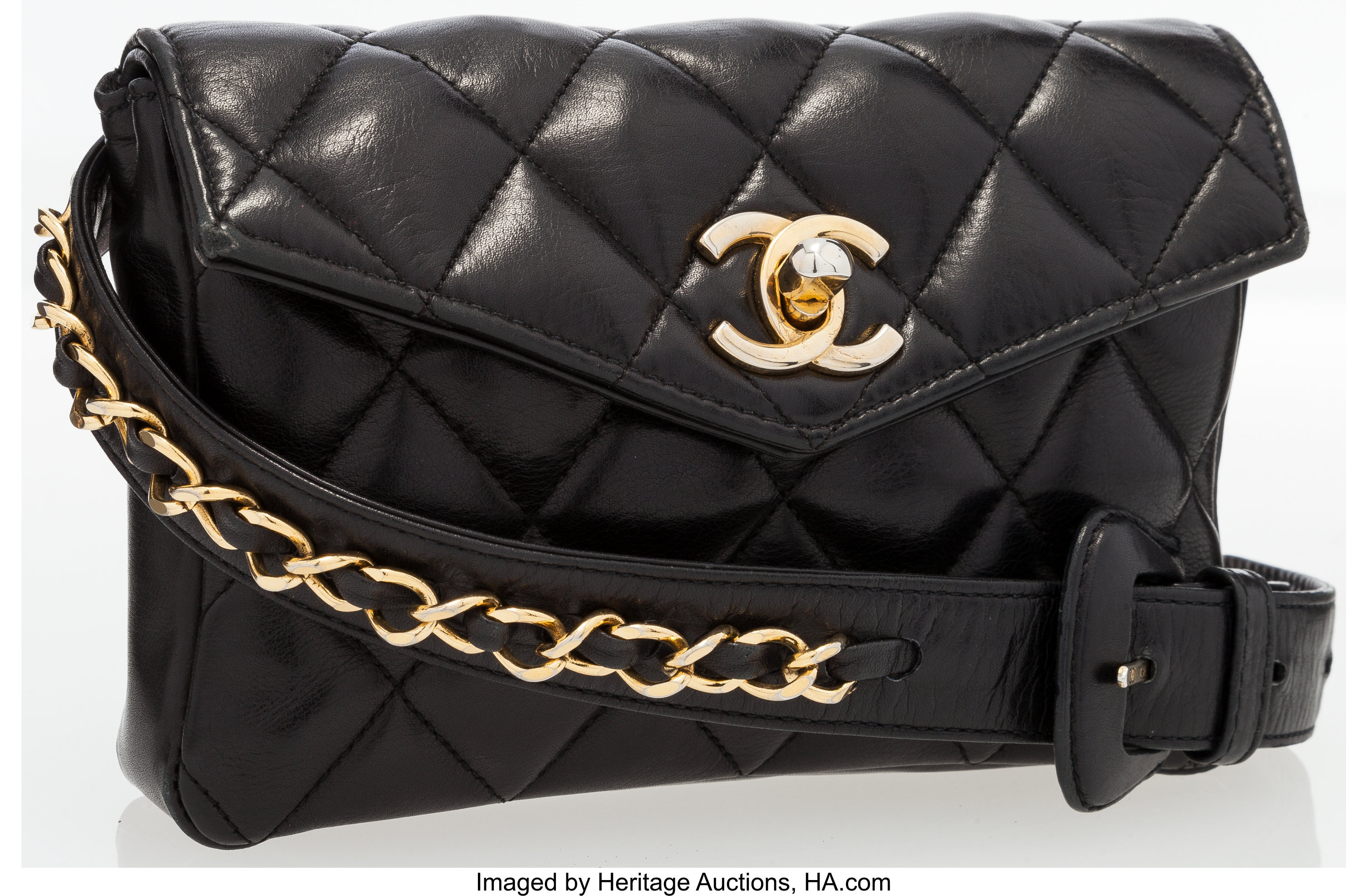 Chanel Vintage Black Quilted Calfskin CC Medallion Waist Bag Gold Hardware,  1994 Available For Immediate Sale At Sotheby's