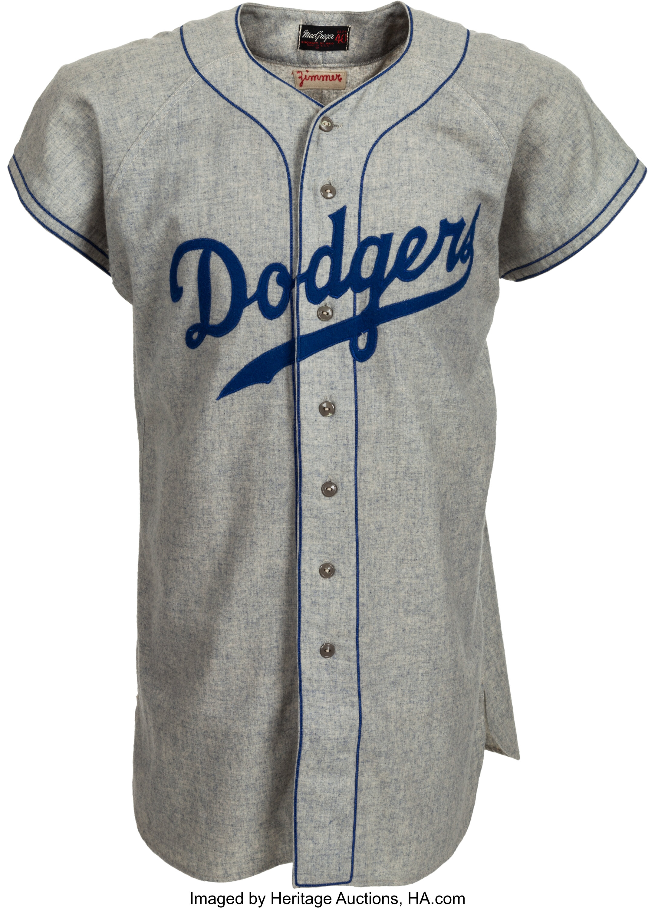 1954 Don Zimmer Game Worn Brooklyn Dodgers Rookie Jersey., Lot #80188