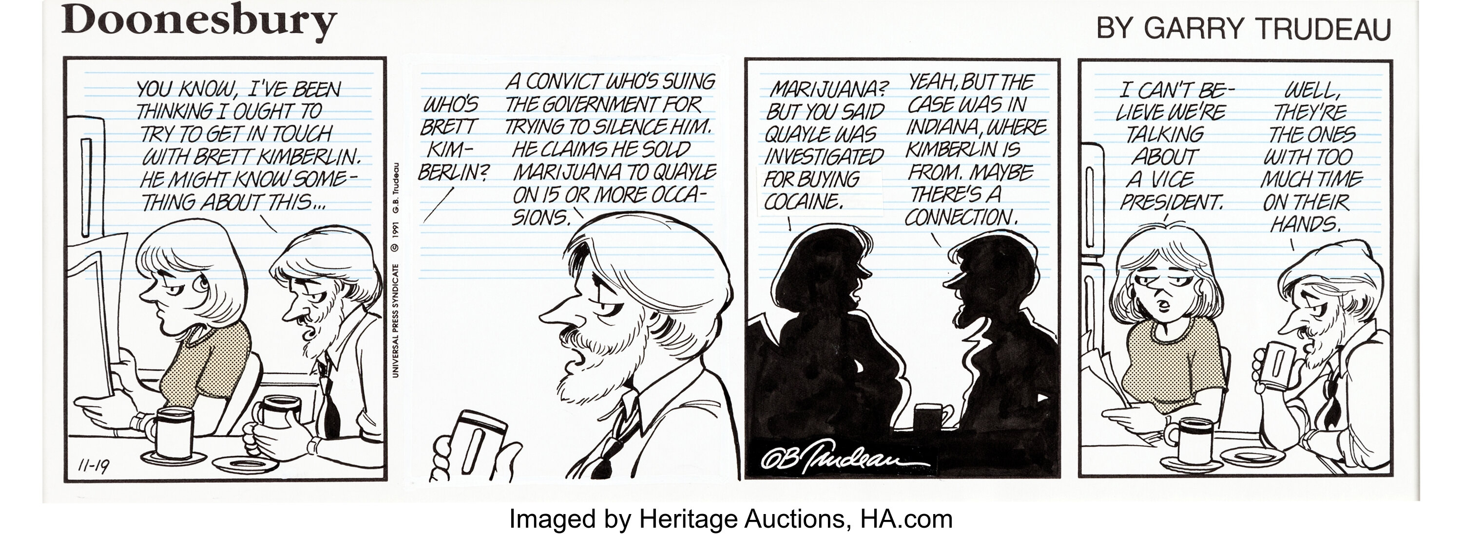 Garry Trudeau Doonesbury Daily Comic Strip Original Art dated | Lot ...