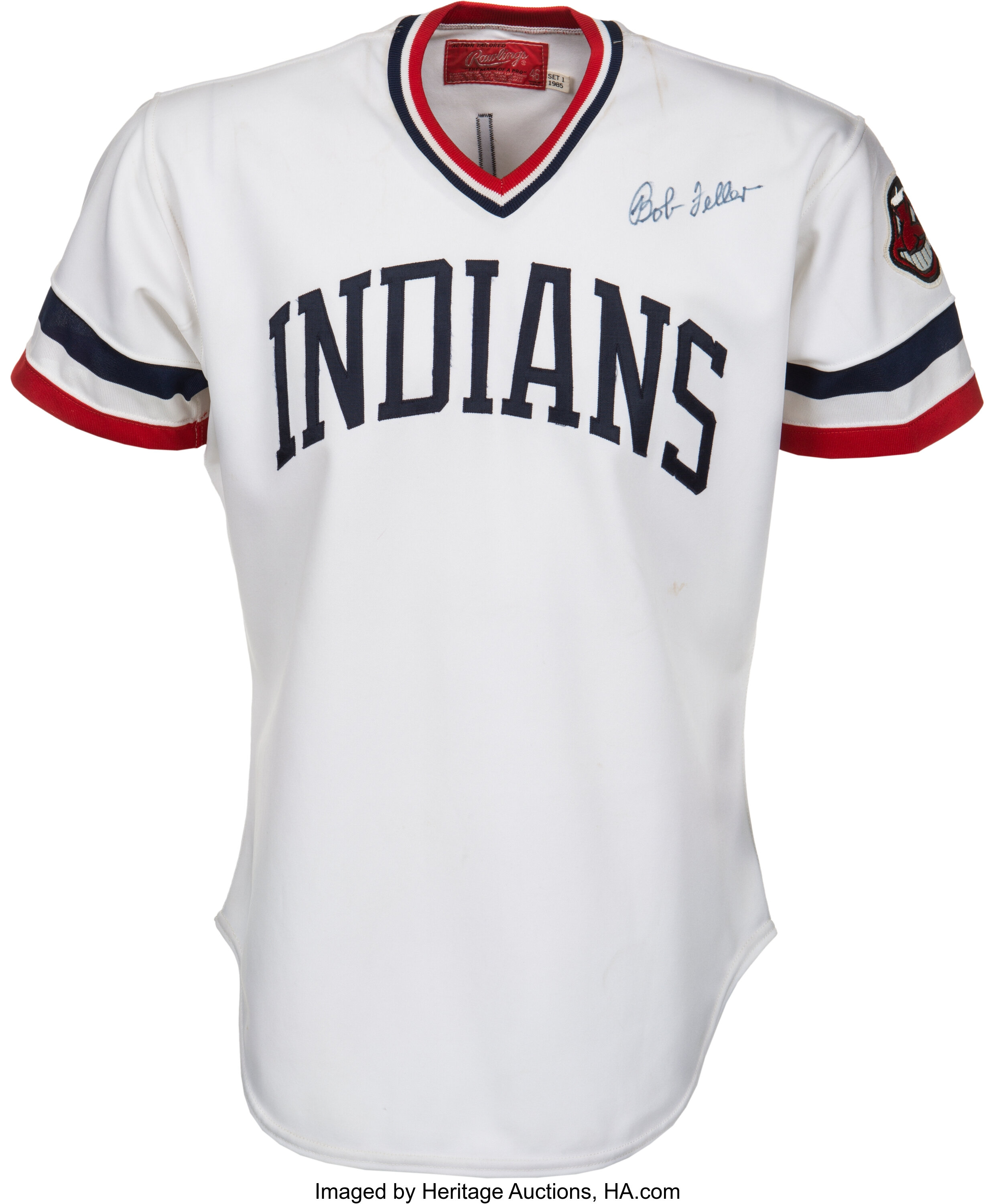 1985 Bob Feller Old Timers Game Worn Cleveland Indians Jersey., Lot  #80190