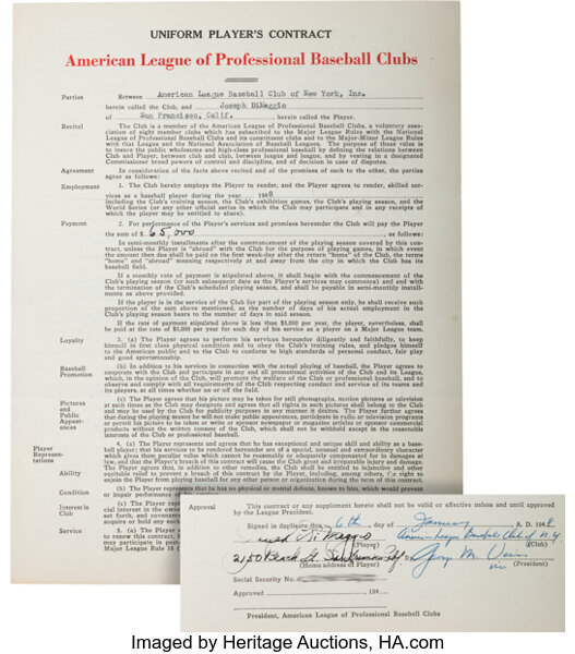 Beautiful 1948 NY Yankees Team Signed American League Baseball Joe Dimaggio  PSA