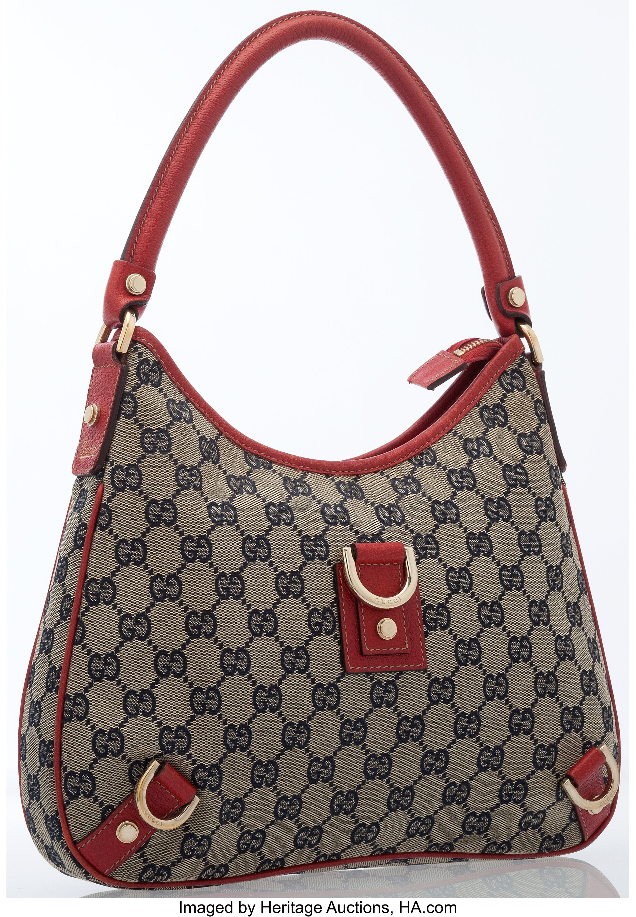 Gucci Red Leather & Navy Monogram Canvas Shoulder Bag. ... Luxury | Lot  #79027 | Heritage Auctions