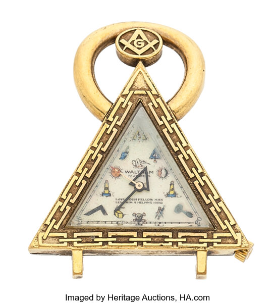 Masonic Triangular Waltham Wristwatch. Timepieces Lot 70001 Heritage Auctions