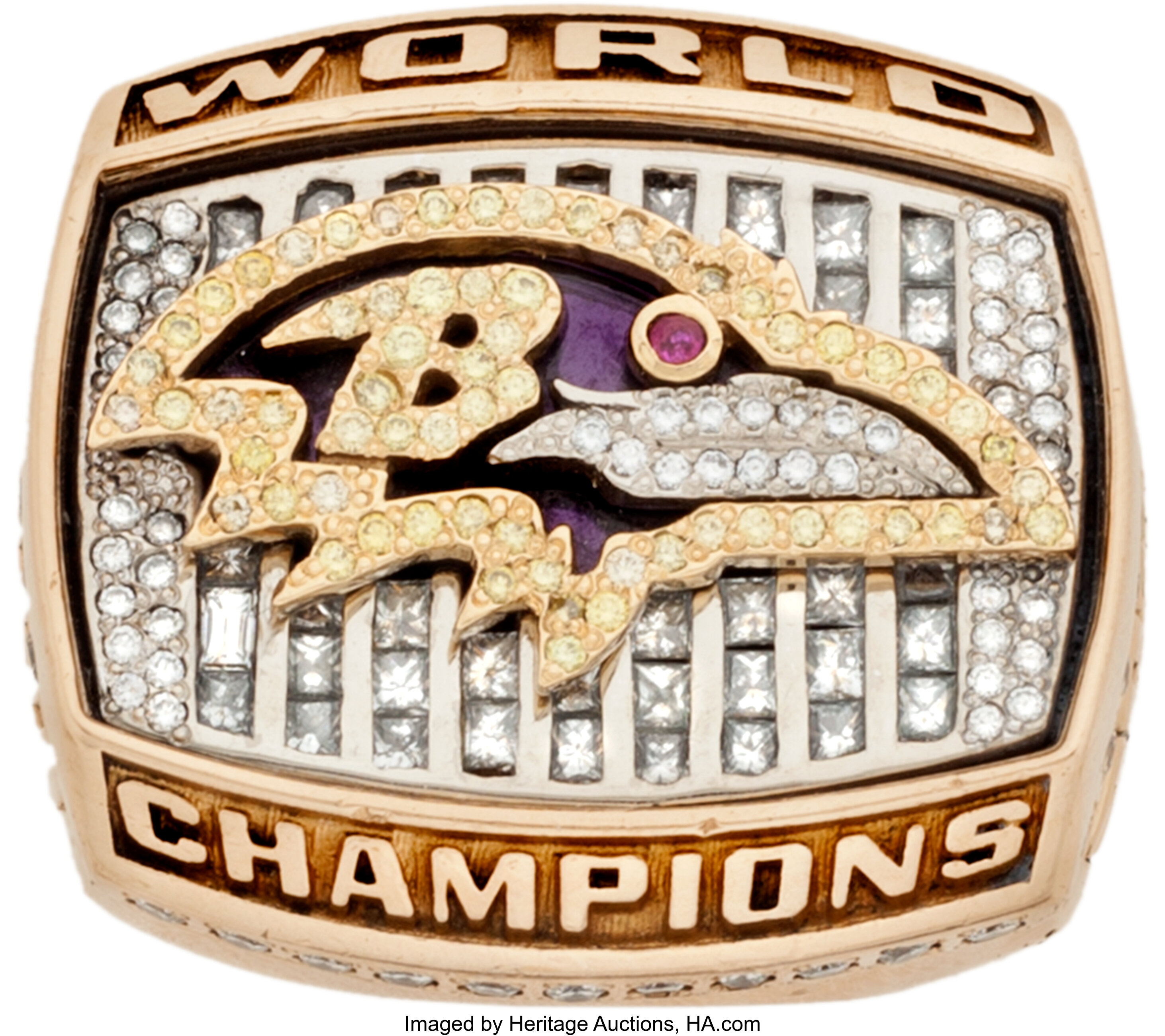 2000 Baltimore Ravens Super Bowl XXXV Championship Ring Presented, Lot  #80092