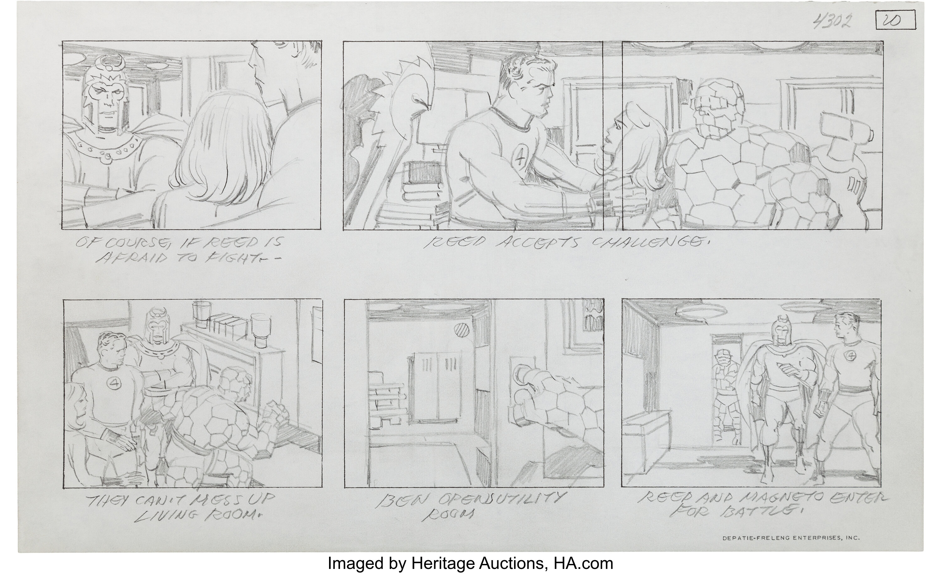 Jack Kirby Fantastic Four 'The Menace of Magneto' Storyboard | Lot ...