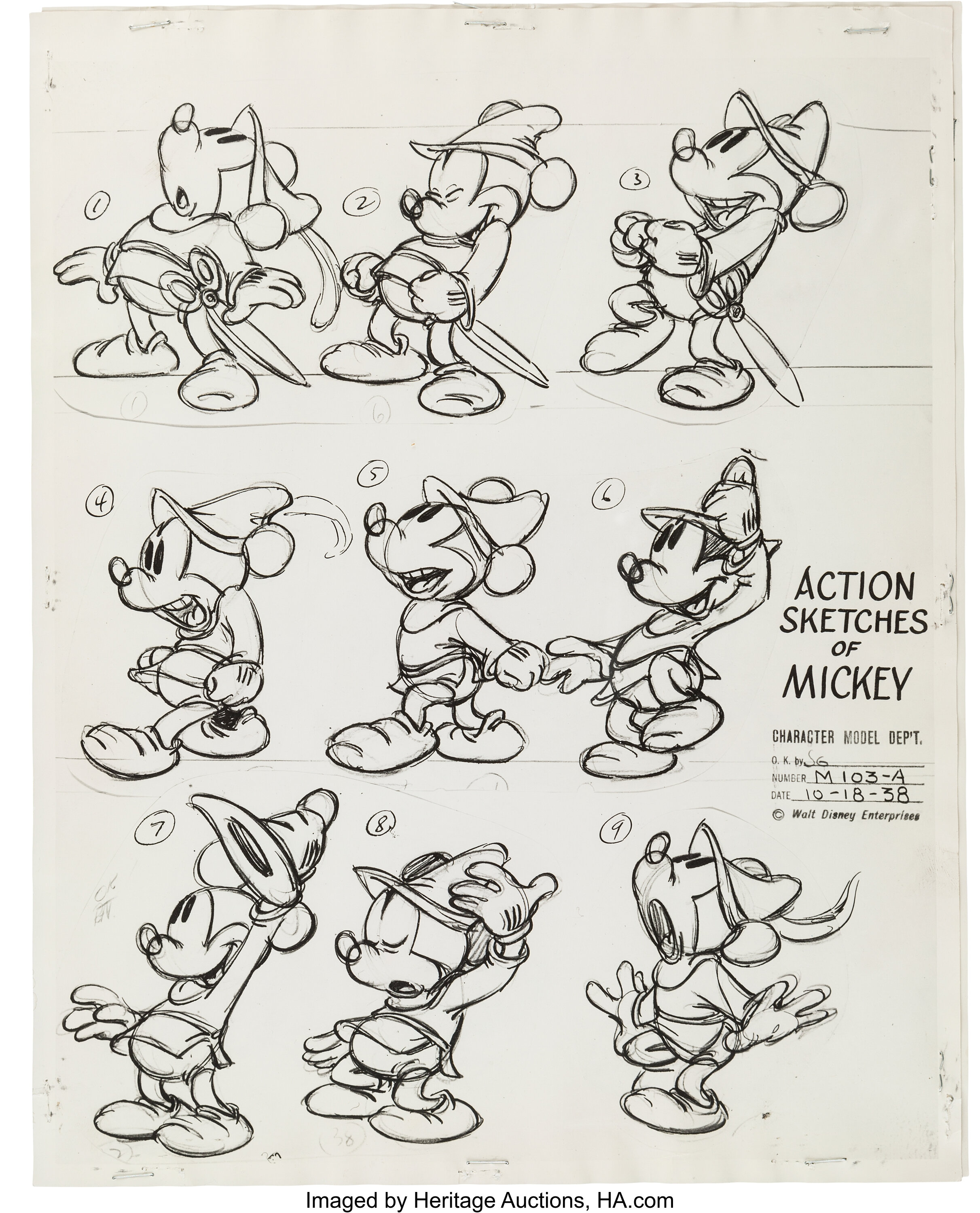 The Brave Little Tailor Mickey Mouse Animation Model Sheet Print | Lot ...