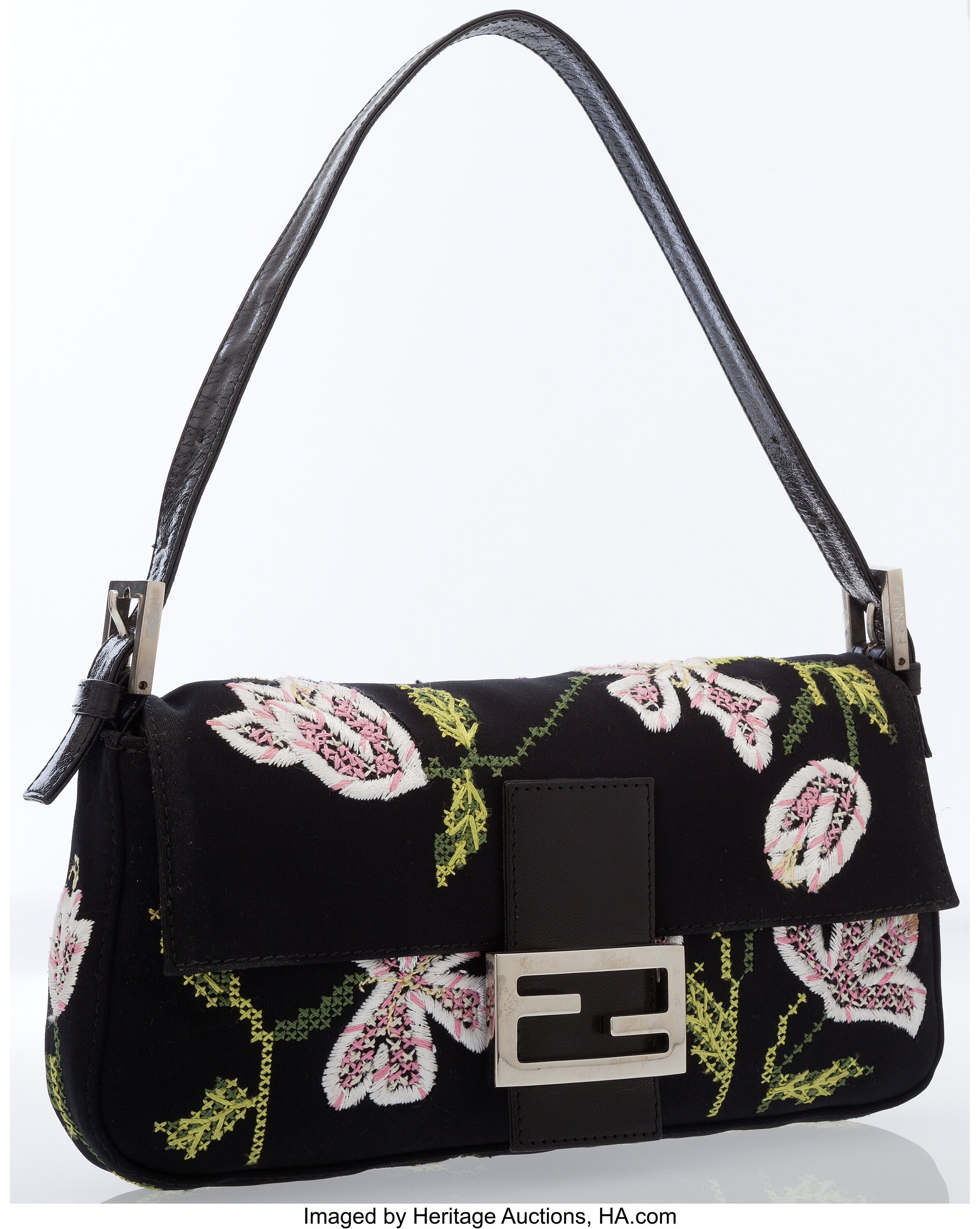 Fendi Floral Embroidered Jacquard Baguette Shoulder Bag. ... Luxury ...
