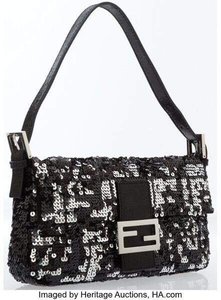 Fendi Vintage Sequin Baguette - Black Shoulder Bags, Handbags