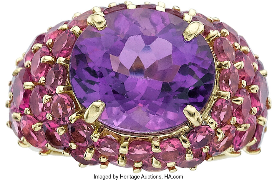 MAZ Amethyst, Tourmaline, Gold Ring. ... Estate Jewelry Rings | Lot ...