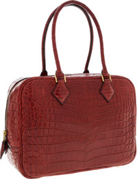 Hermes Limited Edition 18cm Shiny Bordeaux Alligator & Rouge H