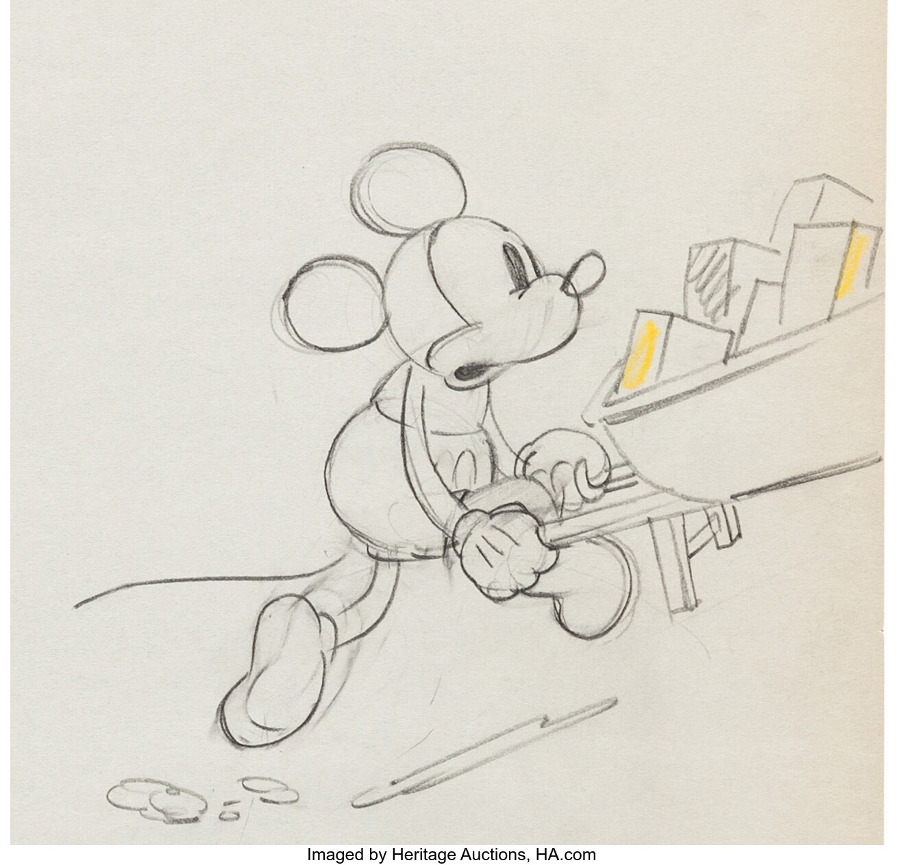 Building a Building Mickey Mouse Production Drawing Animation Art | Lot ...