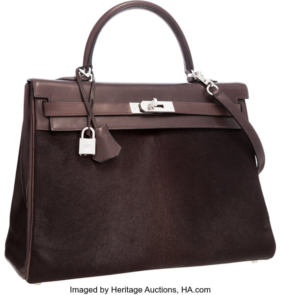 35cm Hermes Ebene Togo Birkin with Palladium Hardware