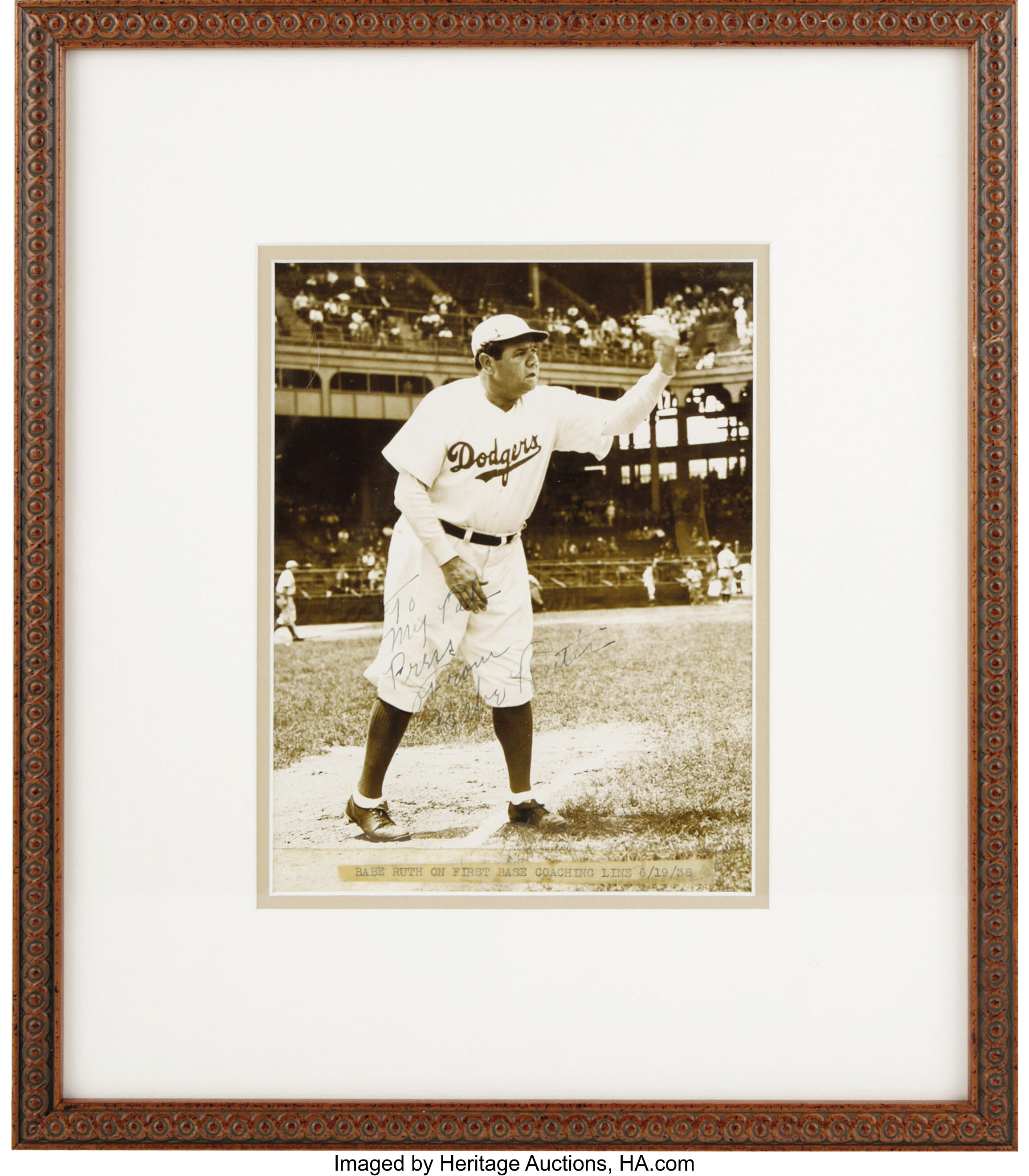 1938 Babe Ruth News Photograph. Baseball Collectibles Photos
