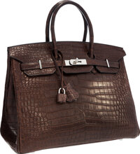 Hermes 40cm Shiny Rose Scheherazade Porosus Crocodile Birkin Bag with  Palladium Hardware