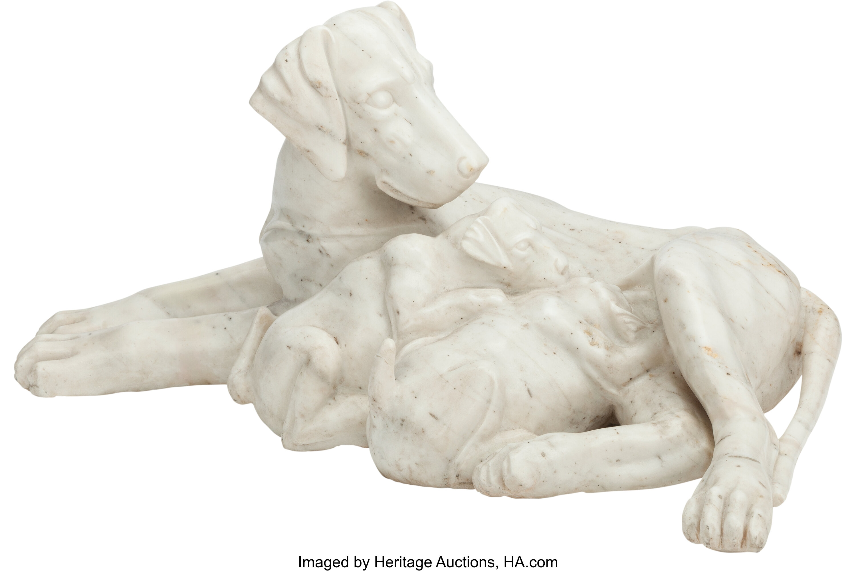 An Italian Carved Marble Family Of Dogs th Century 16 X 33 X 23 Lot Heritage Auctions