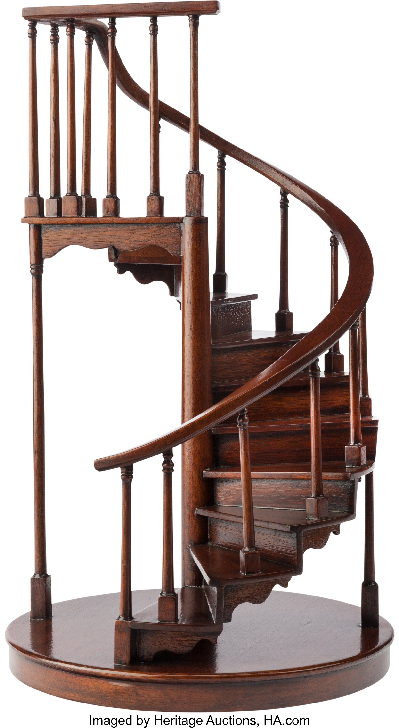 A Mahogany Architectural Spiral Staircase Model, 20th Century. 