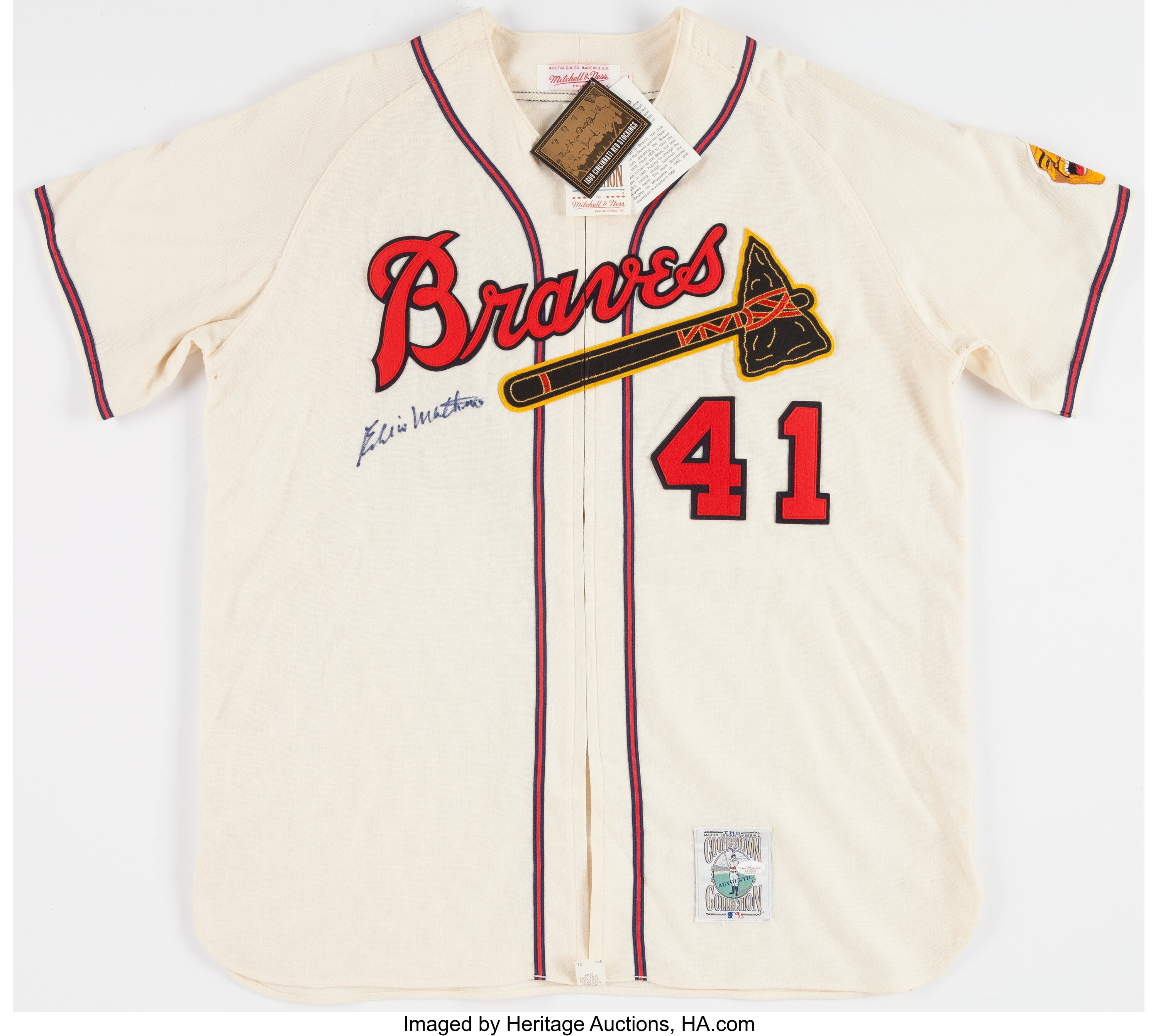 Eddie Mathews Signed Milwaukee Braves Jersey. Baseball, Lot #42067