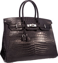 2014 Louis Vuitton Black Matte Porosus Crocodile Leather Capucines