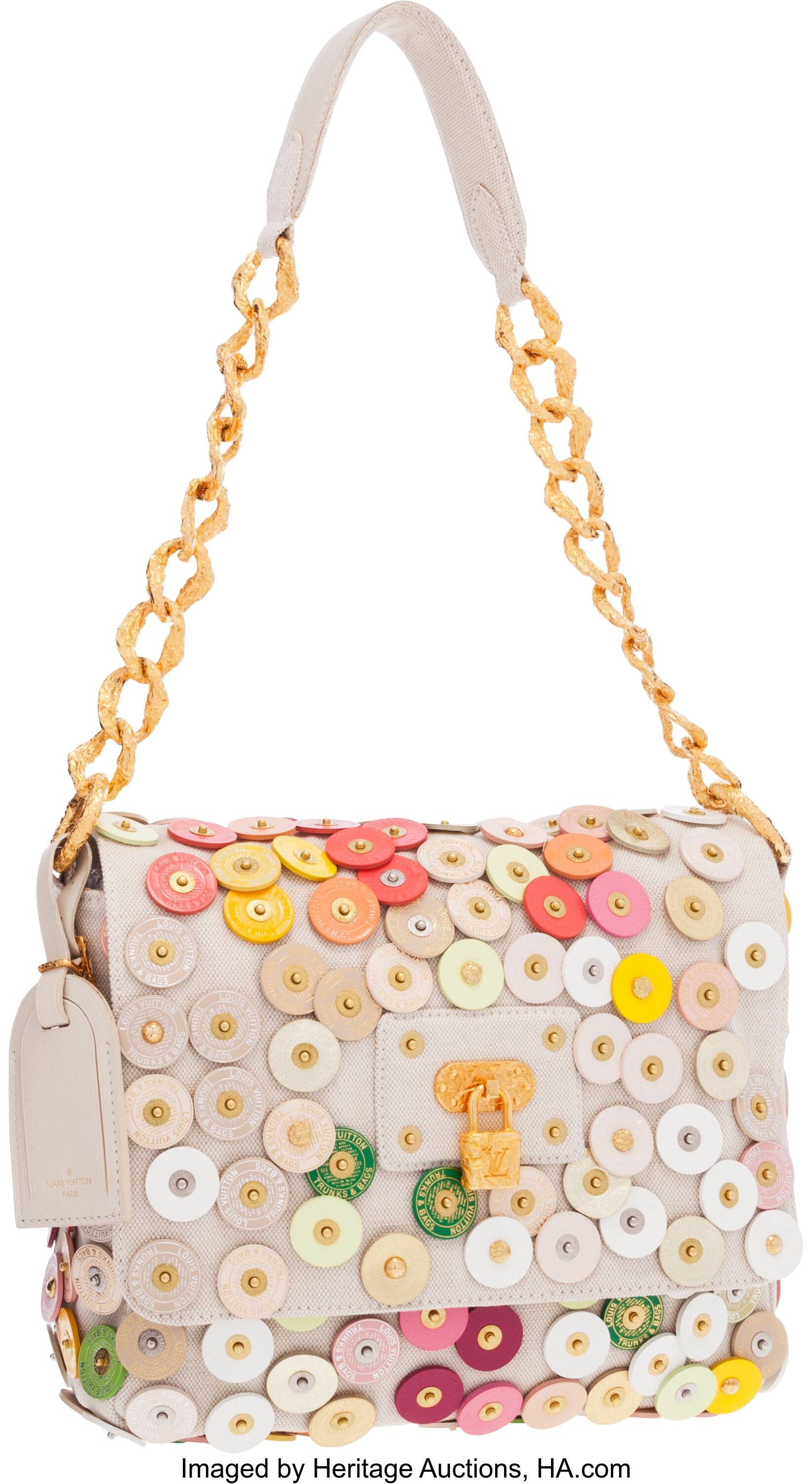 Louis Vuitton Limited Edition Beige Canvas Button Bag with