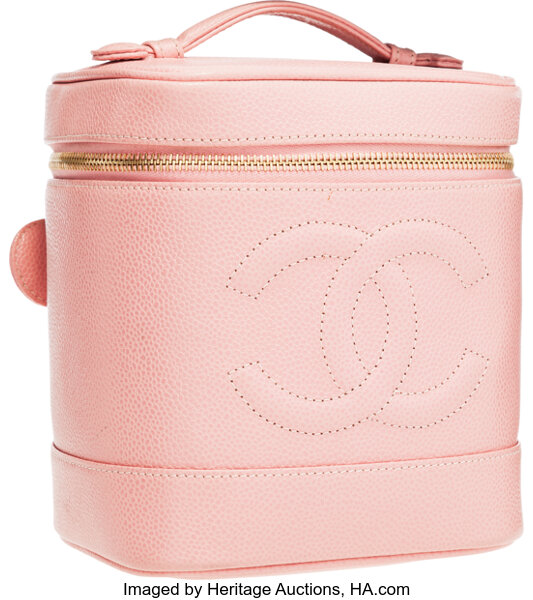 Lot - Chanel Pink Rose Caviar Leather Makeup Bag