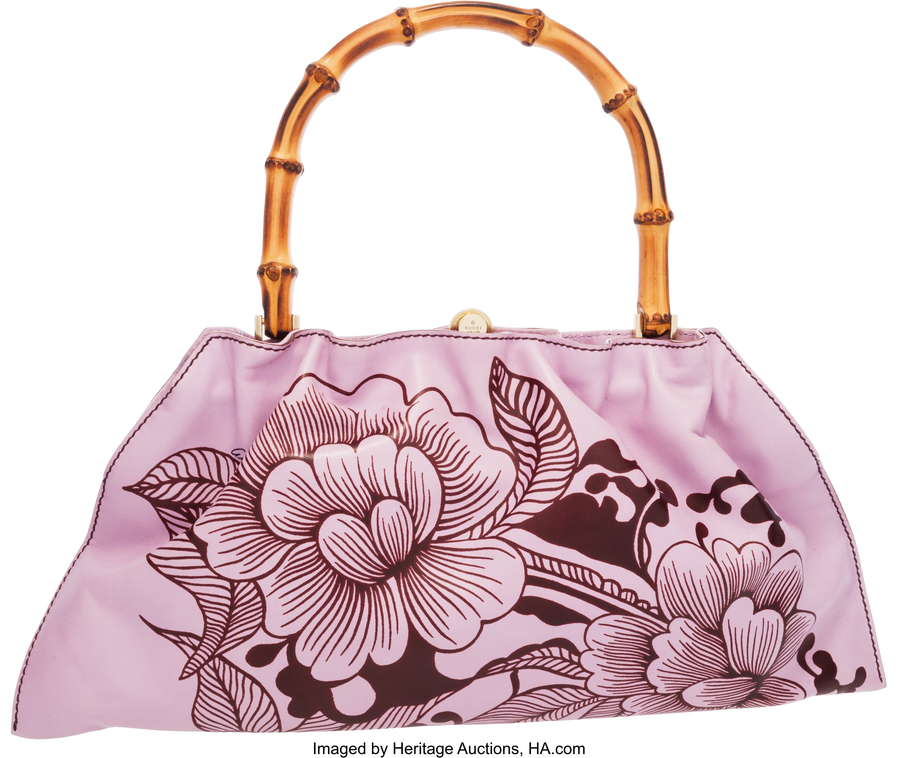 New / GUCCI Bamboo Daily Bloom shoulder bag Pink Leather ref