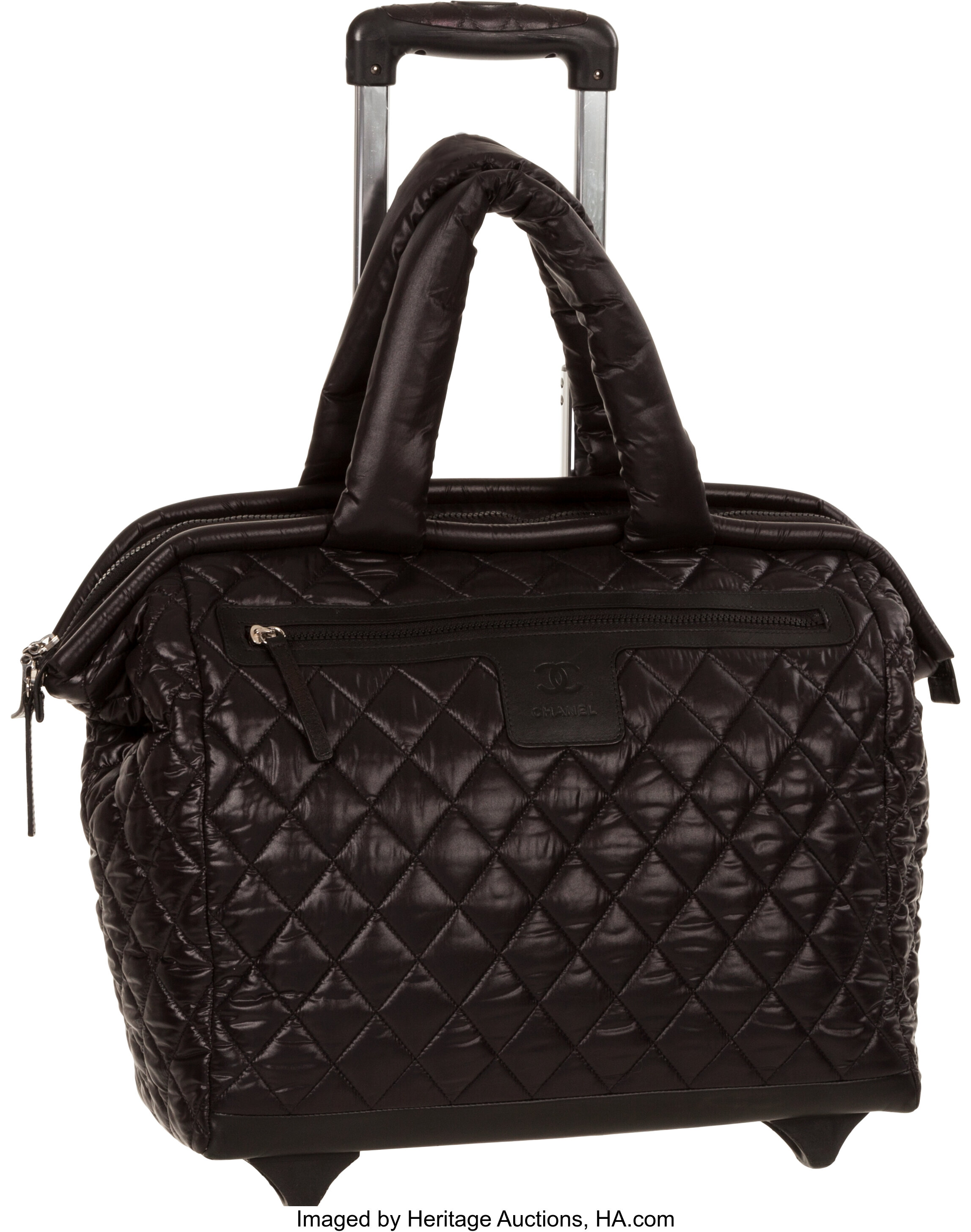 Chanel Black Quilted Nylon Coco Cocoon Trolley Travel Bag with, Lot #58227