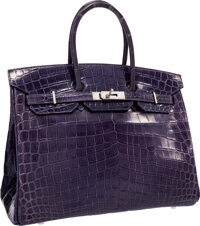 Hermes blue Brighton porosus crocodile 35cm (lavender blue shade