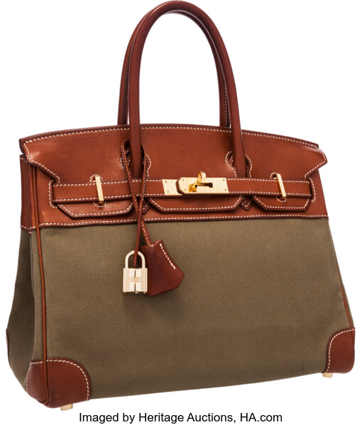 Hermes Birkin Bag Canvas Gold Hardware In Brown