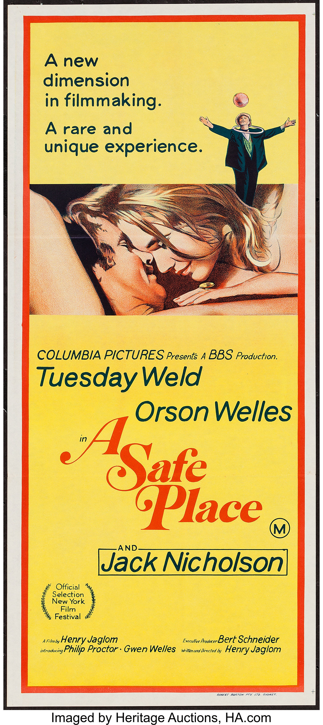 A Safe Place (Columbia, 1971). Australian Daybill (13&quot; X 30&quot;). | Lot #54364  | Heritage Auctions