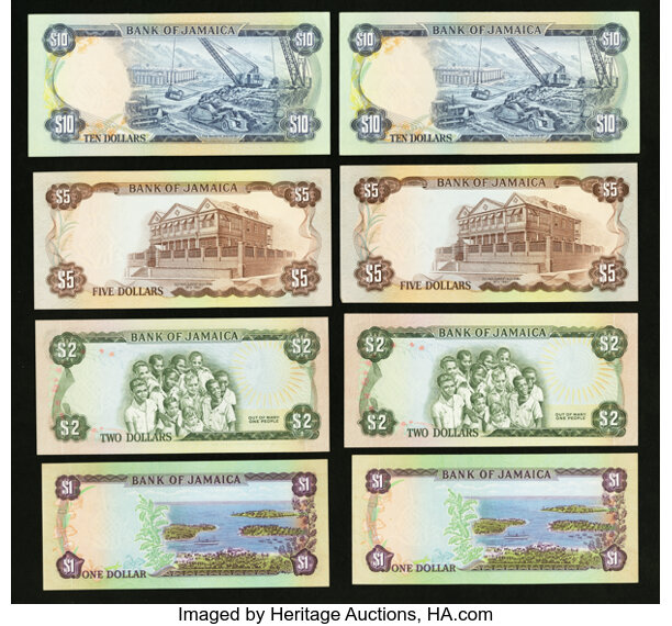 jamaica bank of jamaica total 8 notes world currency lot 84105 heritage auctions