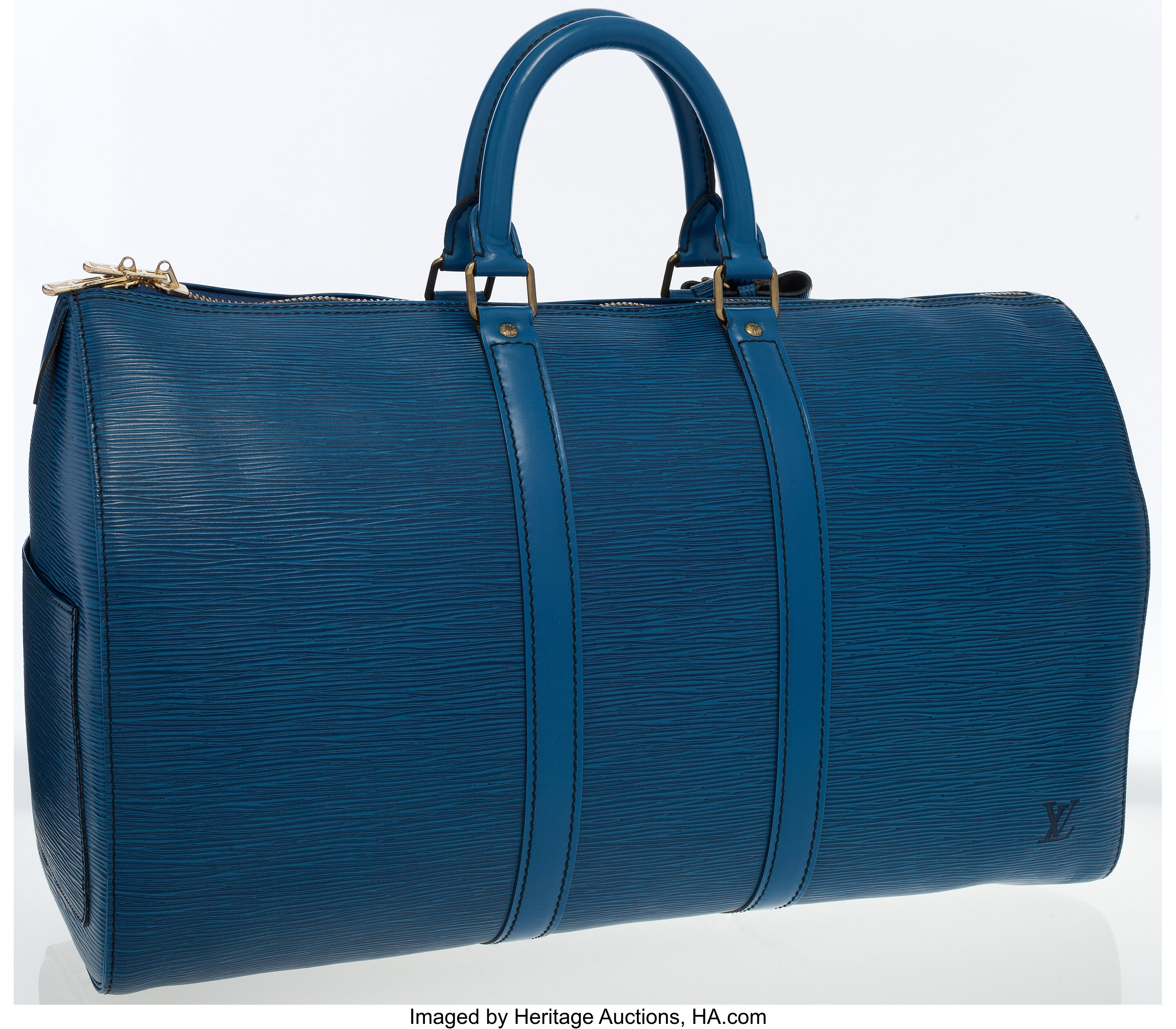 Sold at Auction: LOUIS VUITTON 'KEEPALL 45' EPI LEATHER TRAVEL BAG