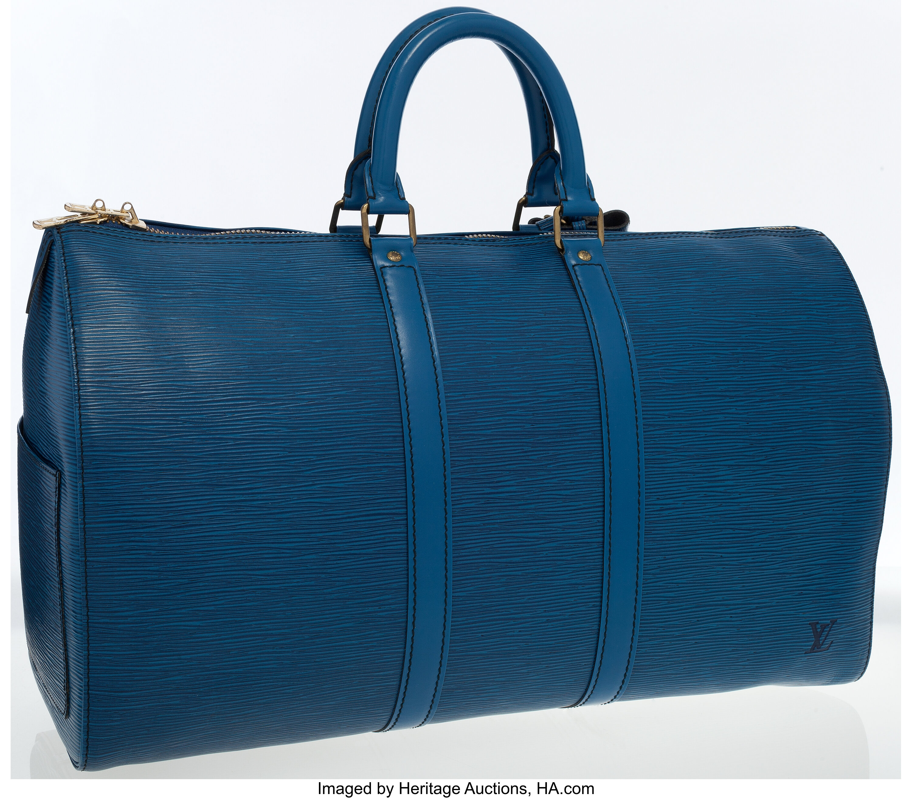 Sold at Auction: LOUIS VUITTON 'KEEPALL 45' EPI LEATHER DUFFLE BAG