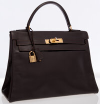 Lot - Hermes Black TOGO Leather JPG Kelly Bag 42cm