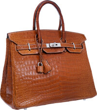 Hermes 35cm Natural Barenia Leather Brushed Palladium Plated Kelly