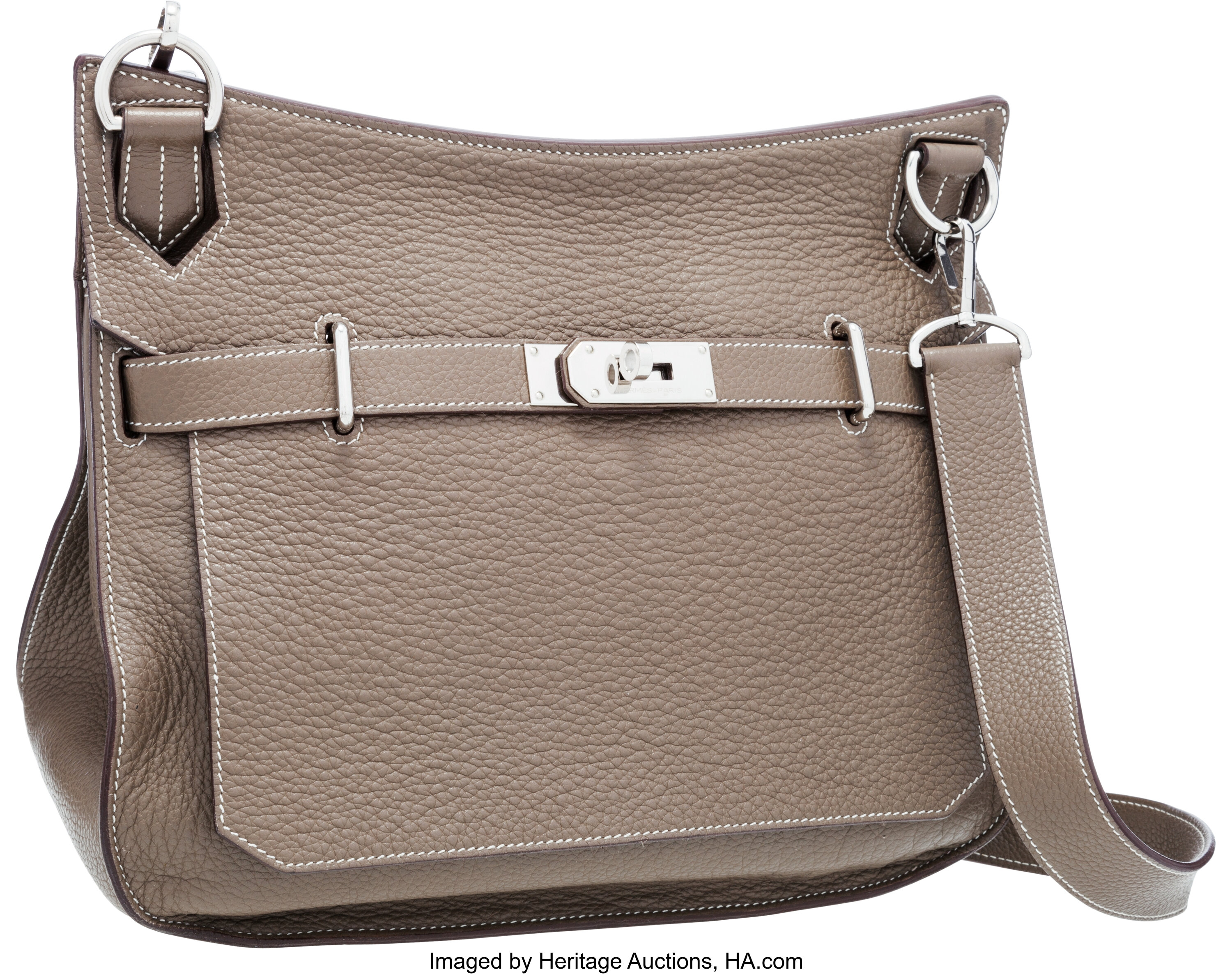 Hermes Evelyne III GM Togo Bag in Gris Tourterelle with Palladium