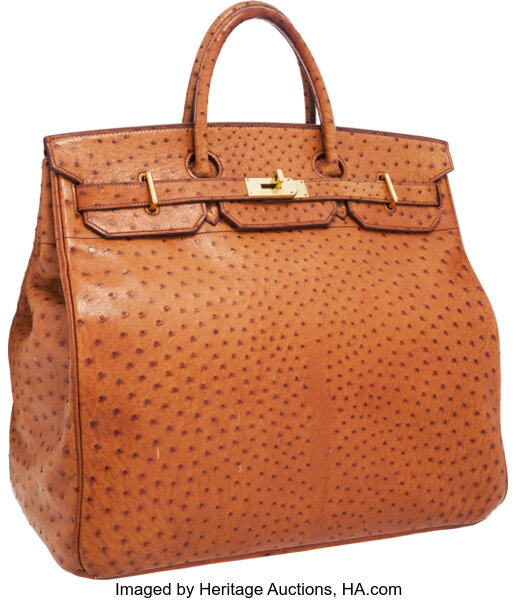 Authentic HERMES Birkin 35 cm Ostrich Cognac Gold Hardware