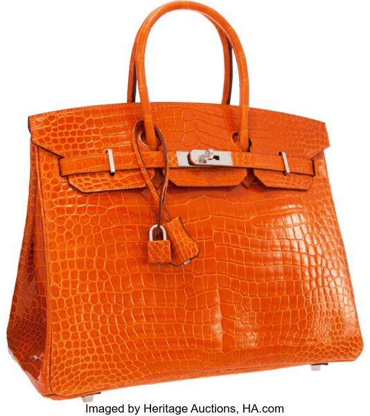 Hermes Birkin Bag Alligator Leather Gold Hardware In Orange