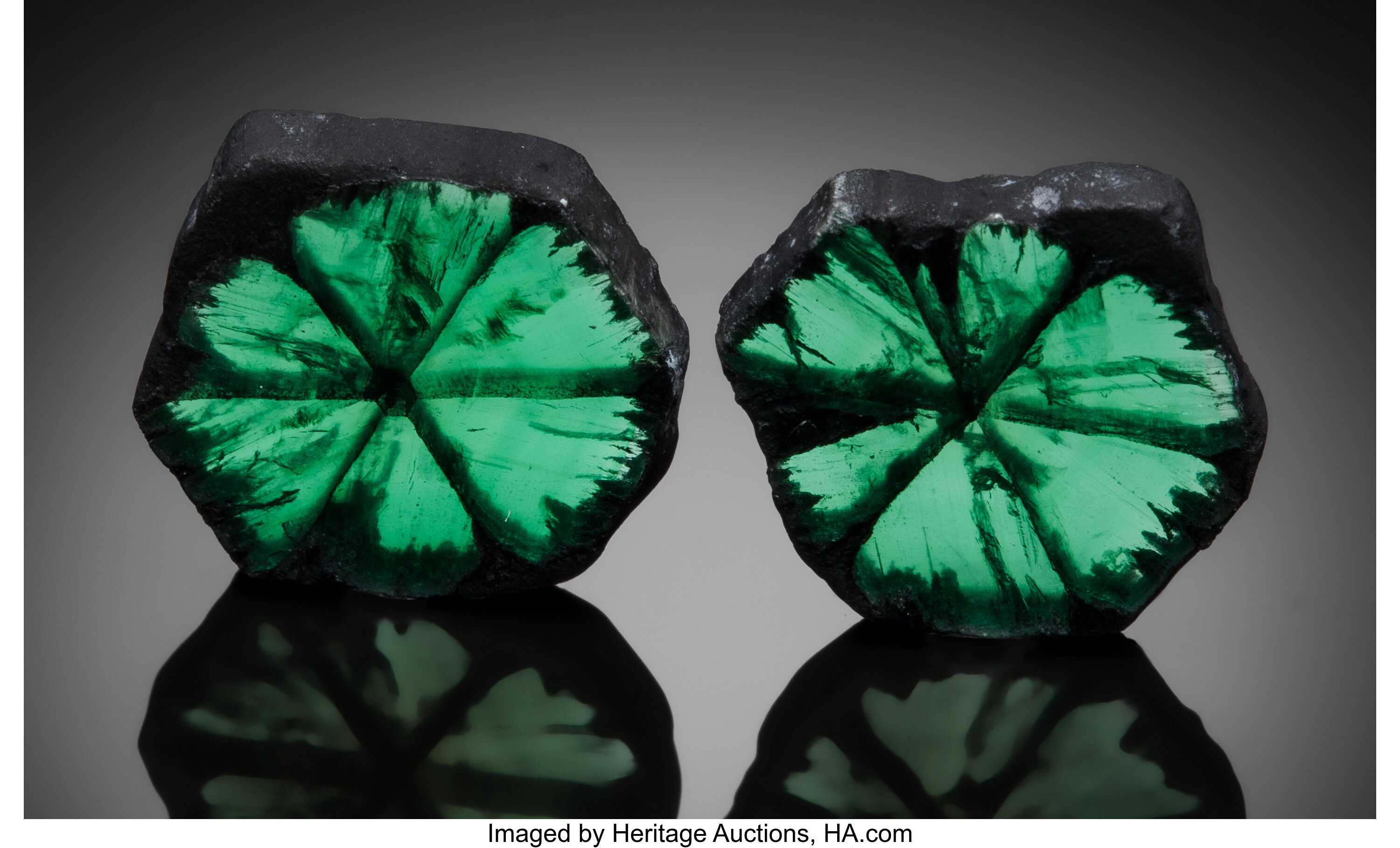 RARE GEMSTONE: TRAPICHE EMERALD (MATCHED PAIR) - 14.33 TCW.. Muzo ...