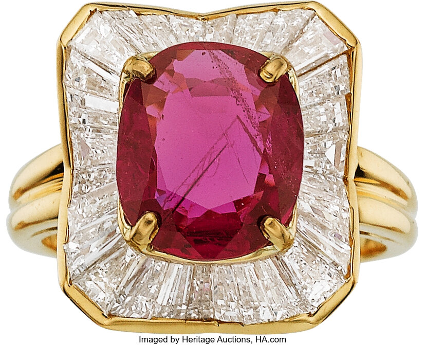 Oscar Heyman Bros. Ruby, Diamond, Gold Ring. ... Estate Jewelry | Lot ...