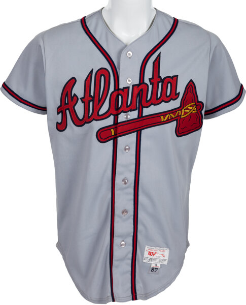 Jersey for the Atlanta Braves worn and autographed by Hank