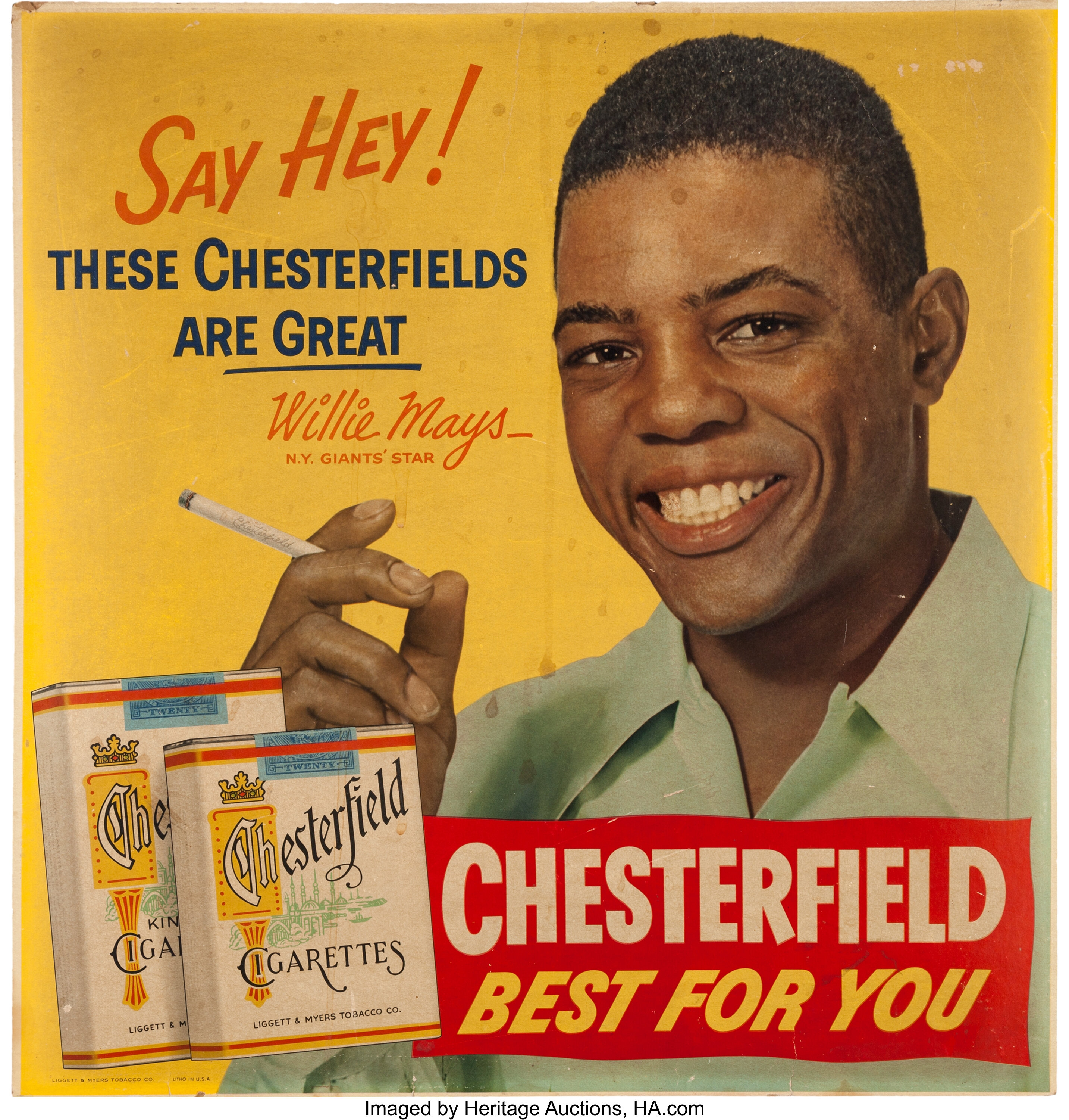 Rare vintage 1948 chesterfield cigarettes print ad - baseball