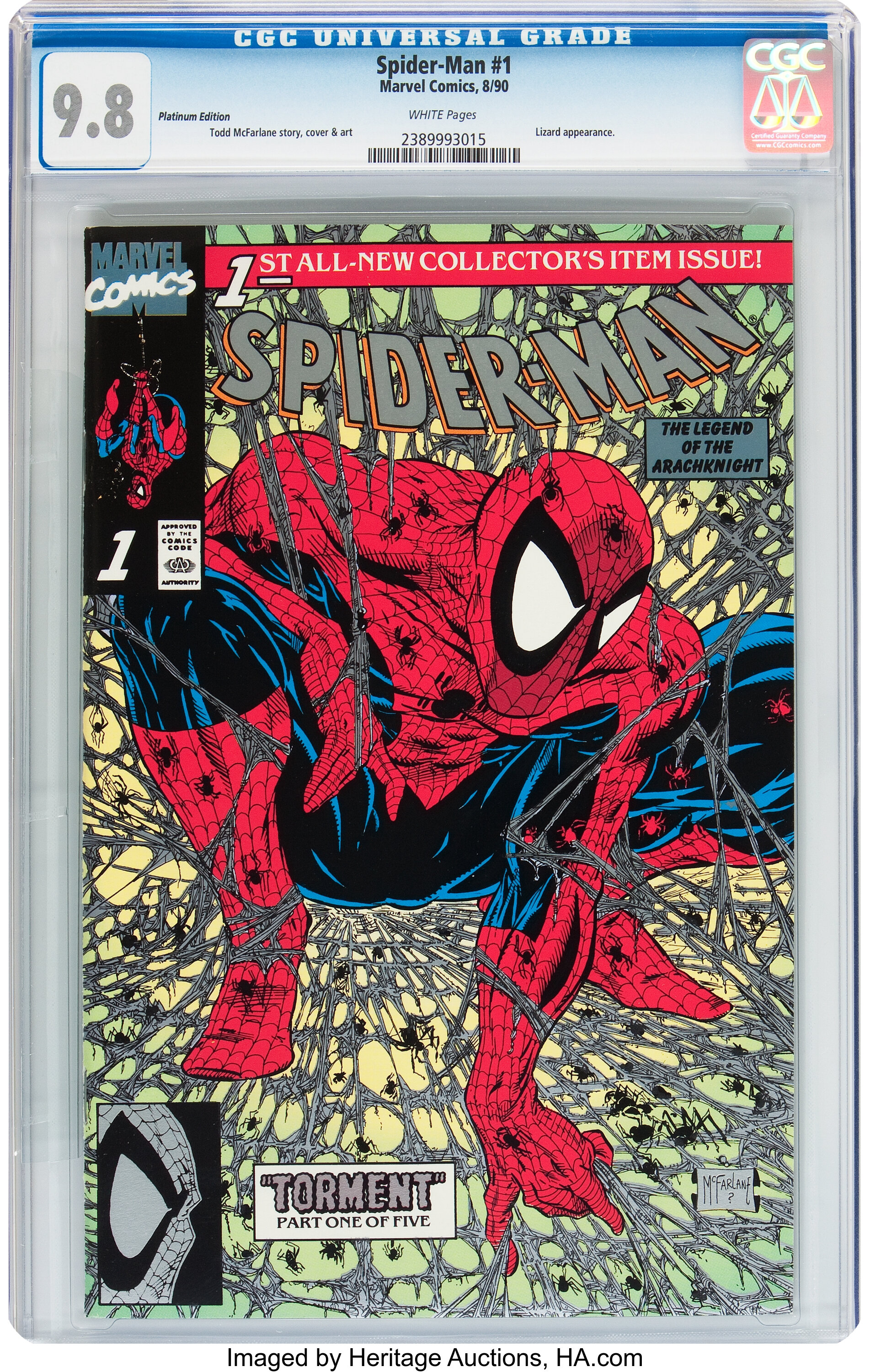 Spider Man 1 Platinum Edition Marvel 1990 Cgc Nm Mt 9 8 White Lot