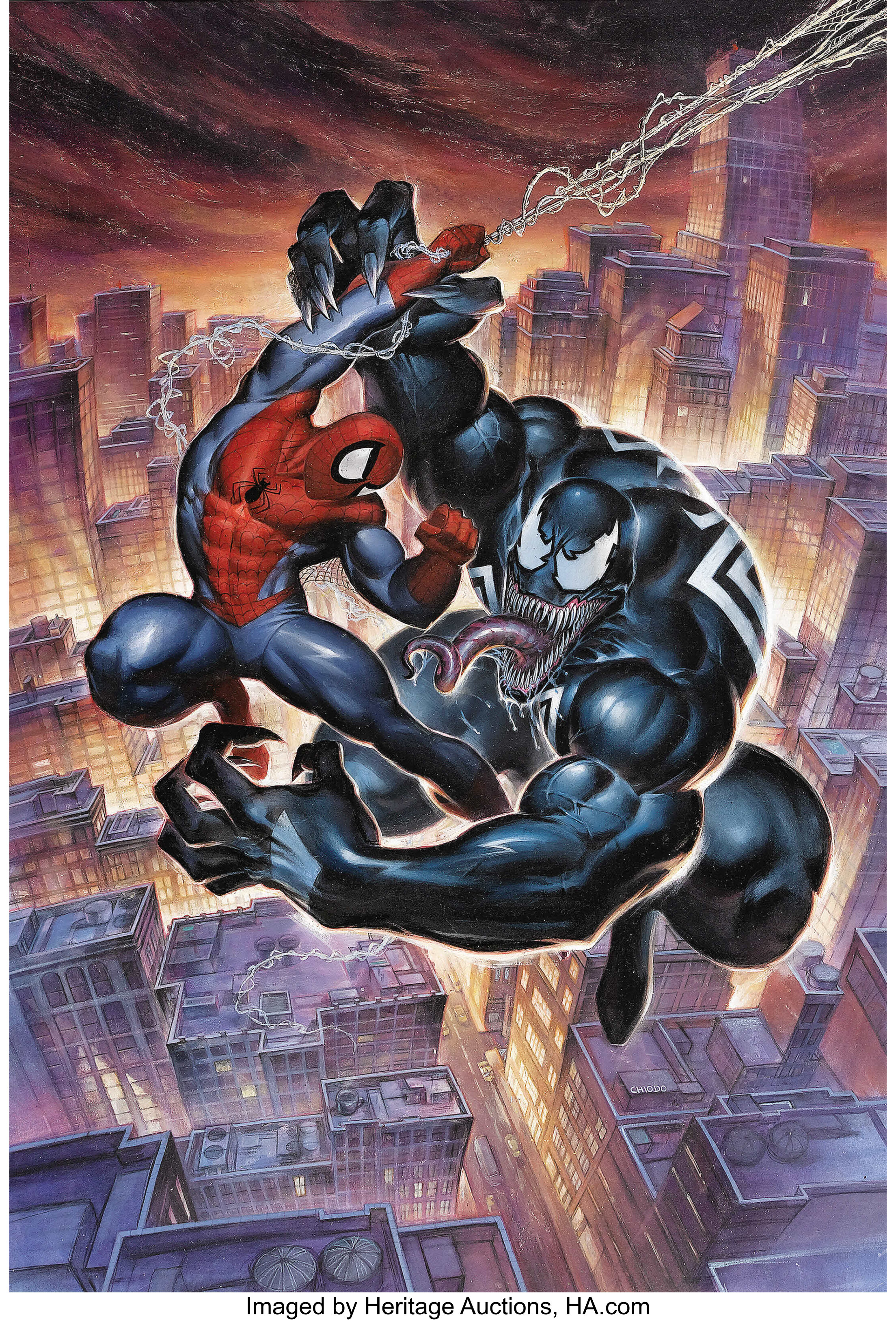 Joe Chiodo - Spider-Man vs Venom Painting Original Art (undated). | Lot  #5511 | Heritage Auctions