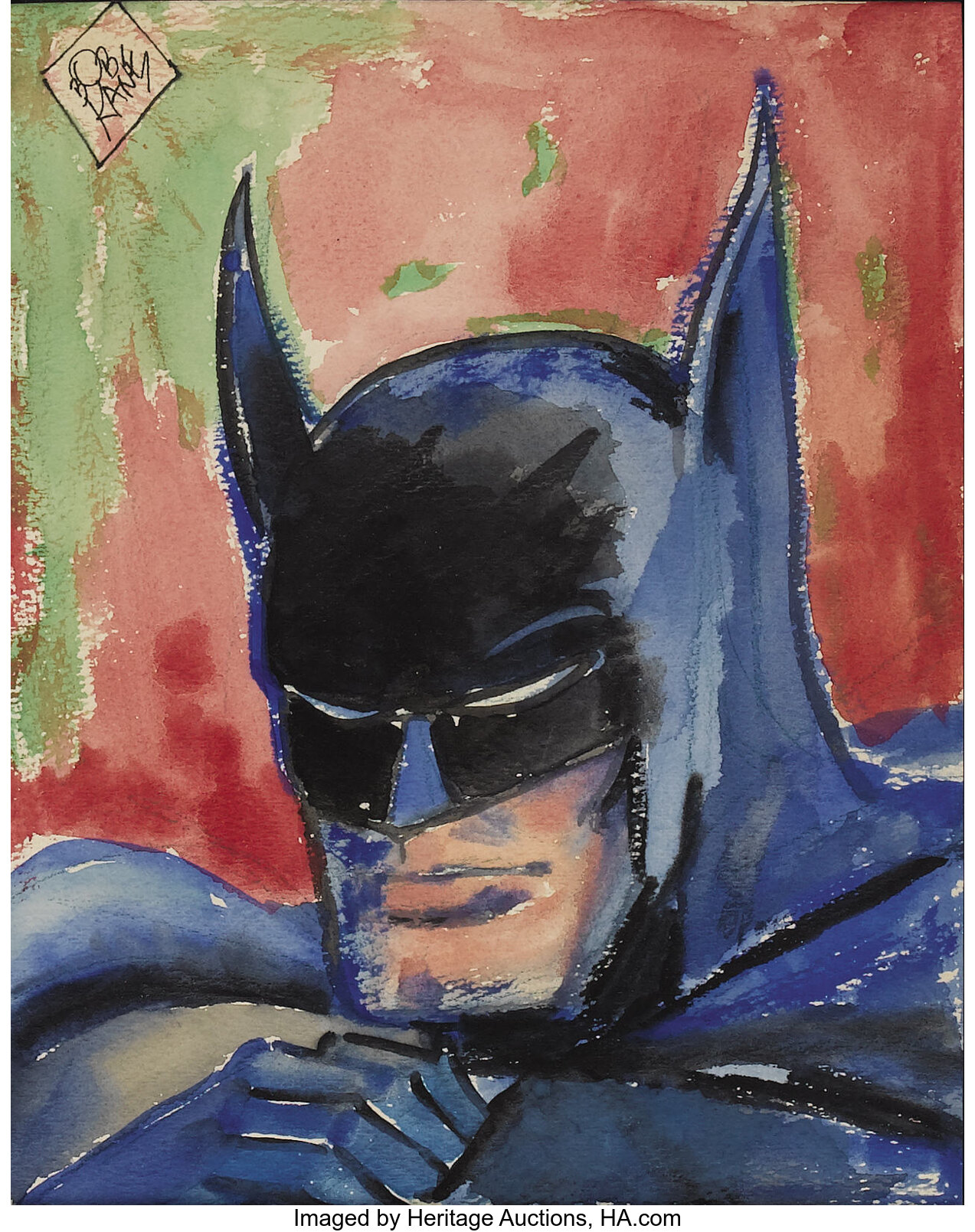 Bob Kane - Batman Painting Original Art (undated). Behold this | Lot #6132  | Heritage Auctions