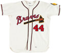 HANK AARON  Milwaukee Braves 1957 Home Majestic Throwback Baseball Jersey