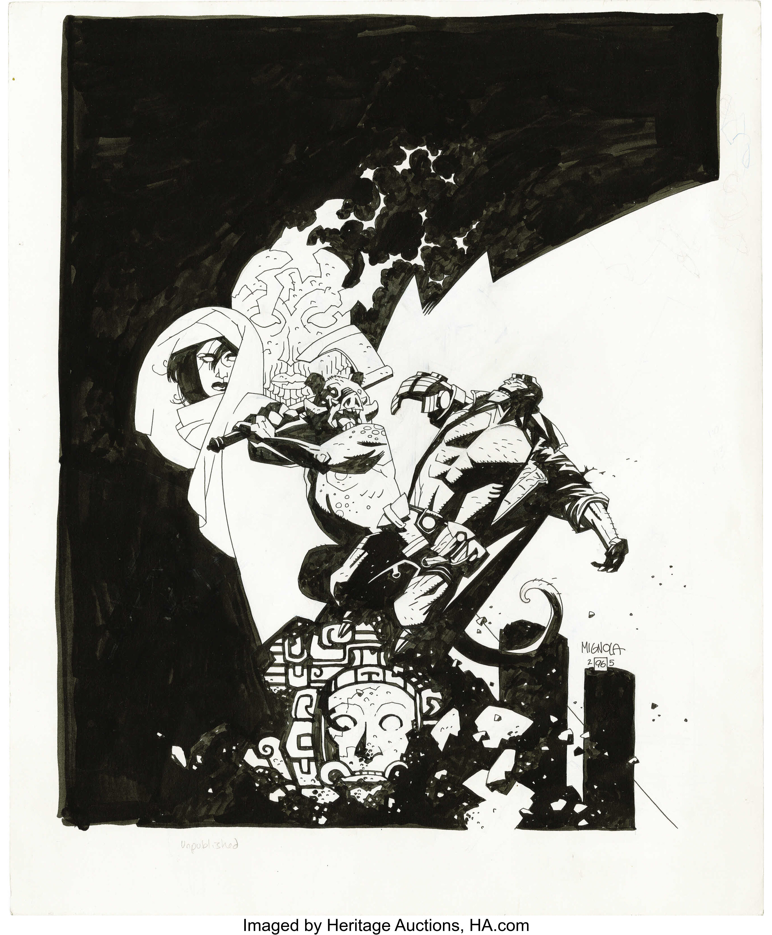 Mike Mignola - Ghost Hellboy Special #2 Cover Original Art (Dark | Lot ...