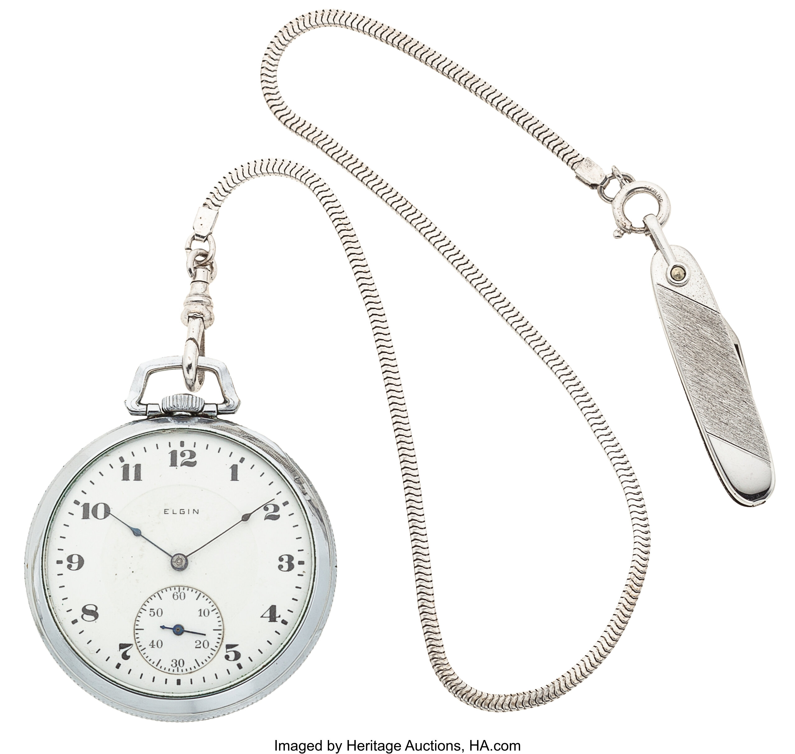 Elgin pocket shop watch with knife